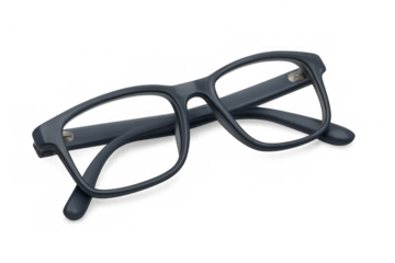 Modern dark eyeglasses isolated on transparent background