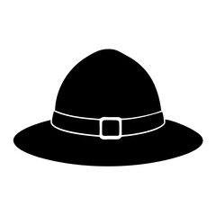 Safari Pith Helmet or Explorer Hat Black Silhouette Icon Vector Illustration