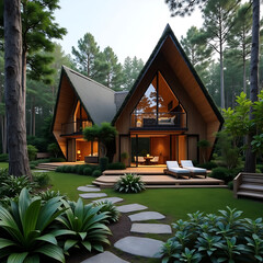 Modern A-Frame House in a Lush Forest Setting Architectural Design