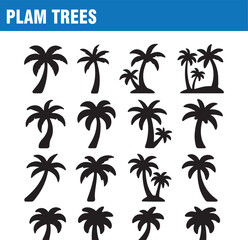 Fototapeta premium 15 Palm Tree Silhouette Icons for Tropical Design