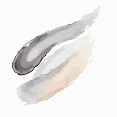 Fototapeta premium Abstract smears presents wet wipes flow pack design on white backdrop. Wet wipes flow pack is featured with soft gray and peach watercolor-inspired brushes, creating a gentle, clean aesthetic.