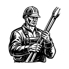 A glyph style illustration representing ironworker