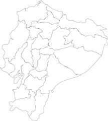 Outline map of Ecuador with provinces Vector Illustration
