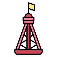 Nautical Cardinal Marker with Yellow Flag Vector Icon