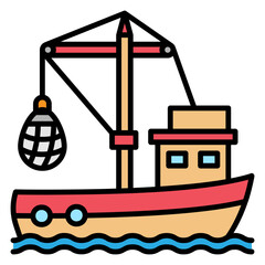 Shrimp Boat Cartoon Illustration