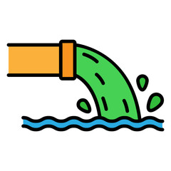 Polluted Green Water Drain Discharging in a River