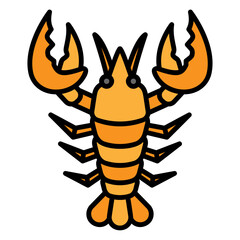 Orange Lobster Cartoon Illustration Isolated on White