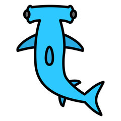 Cartoon Hammerhead Shark Swimming Illustration