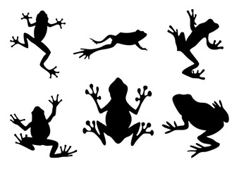 カエルのシルエットセット