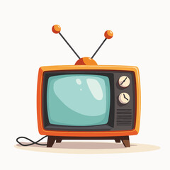 Vintage television with retro design featuring rabbit ears antenna and control knobs. Old television channels nostalgia showcases obsolete technology and outdated entertainment systems.