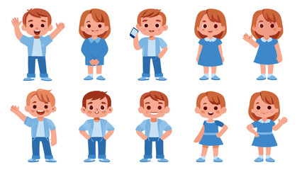 Friendly Cartoon Vector Crowd of People with Different Looks and Poses