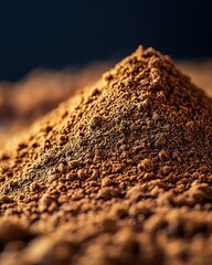 Close-up view of a pile of ground coffee beans