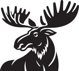 Moose Vector In Black and White