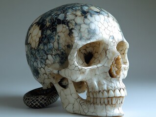 Ornate skull with snake