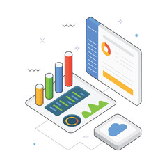 Business Analytics Dashboard Vector isometric Illustration. EPS 10 file