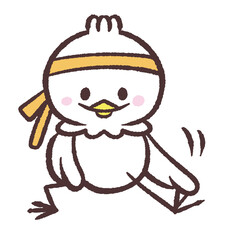 伸脚する白い鳥のイラスト