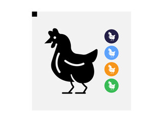 Silhouette of Rooster and chicken hen vector icon set illustration on white background. Black silhouette of a hen and chick icon vector.