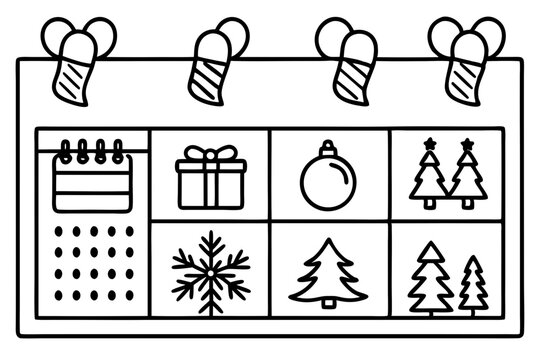 Festive Calendar Outline Collection