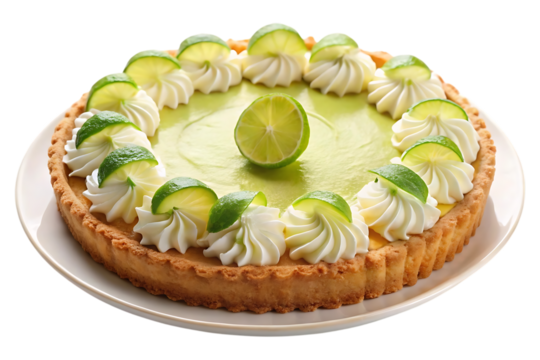 delicious plate of key lime pie isolated image on transparent