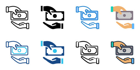 Payroll icon set multiple style collection 
