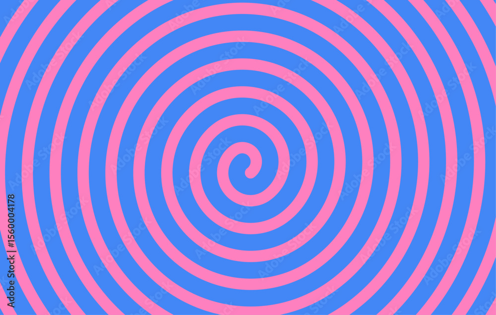 Poster psychedelic swirl, twirl background, retro ripple wave line pattern in candy blue pink color. vector