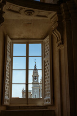 Almudena cathedral from Royal palace in Madrid, Spain