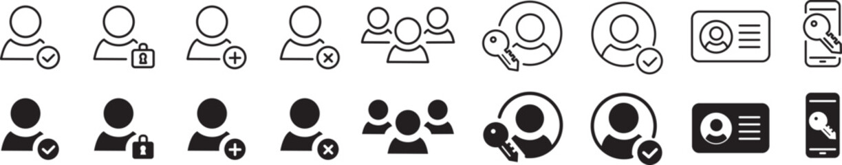 User account icon set. Avatar icons collection. Editable vector icon illustration.
