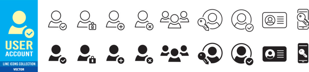 User account icon set. Avatar icons collection. Editable vector icon illustration.
