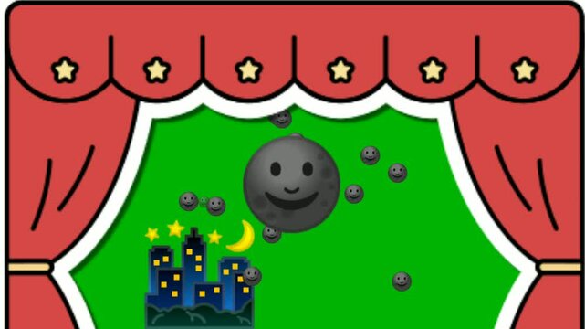 Animated Black Smile Video Clip Indicating That It's Night Time, Which Means Morning, Afternoon and Evening Are Over, It's Time to Rest and Sleep.