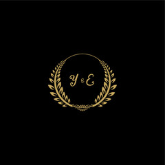 YE beautiful feminine and elegant wedding monogram initial logo with circle floral gold