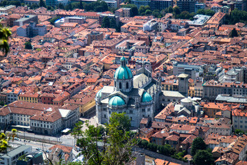 Cattedrale di Santa Maria Assunta in Lake Como from the Funicular looking down into Como town