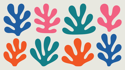 Obraz premium Colorful Abstract Seaweed or Leaf Cutout Pattern on Light Gray Background Design