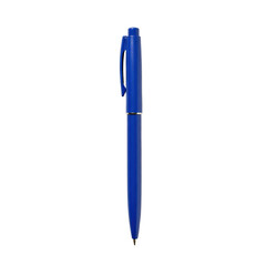 Vibrant blue ballpoint pen with a sleek, minimalist design and convenient metallic clip