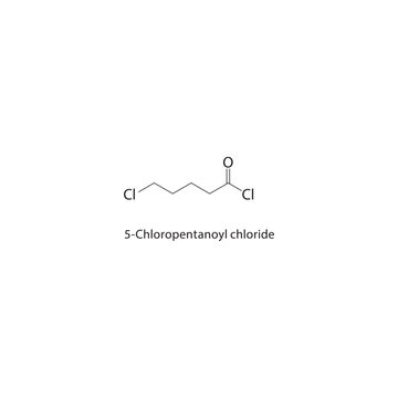 5-Chloropentanoyl chloride skeletal structure. Halogenated acyl chloride compound schematic illustration. Simple diagram, chemical formula.