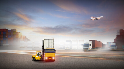 Industrial Container Cargo freight ship for Logistic Import Export concept