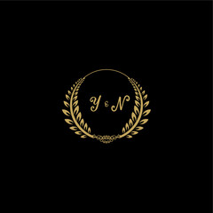Fototapeta premium YN beautiful feminine and elegant wedding monogram initial logo with circle floral gold