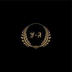 Naklejka premium YA beautiful feminine and elegant wedding monogram initial logo with circle floral gold
