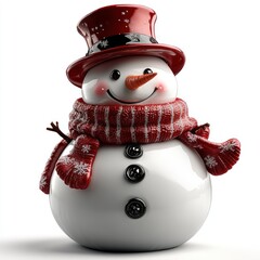 Smiling snowman in festive attire