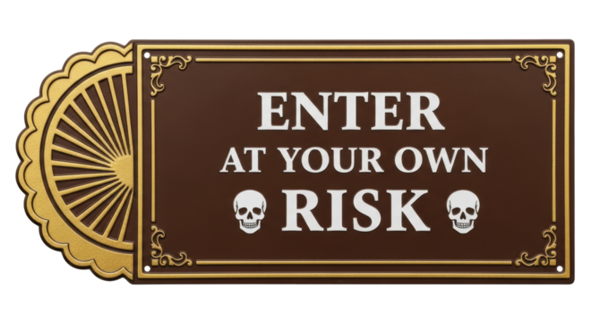 Isolated Enter At Your Own Risk Sign