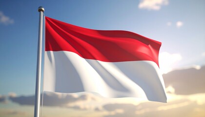 Waving flag of indonesia on flagpole, Indonesia Independence day background , Indonesia, flag, flagpole, waving, celebration
