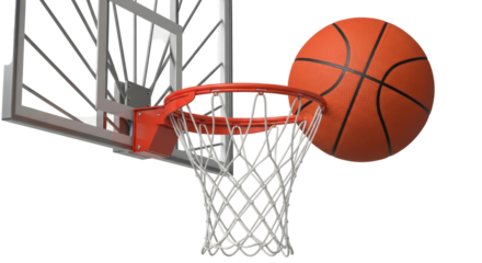 Isolated Basketball Hoop and Ball