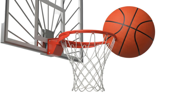 Isolated Basketball Hoop and Ball