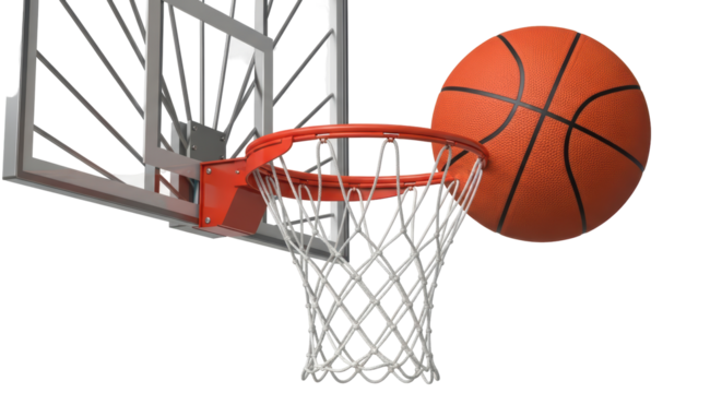 Isolated Basketball Hoop and Ball