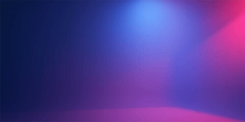 Abstract purple background with a soft, bright spotlight and glowing blue lines, creating a smooth, colorful wave pattern