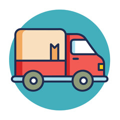 Delivery Truck Vector Icon – Flat Style Freight Vehicle for E-commerce and Transportation Interfaces