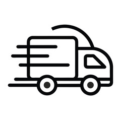 Fast Shipping Outline Vector Icon – Thin Line Express Truck Symbol for Web and Mobile Checkout