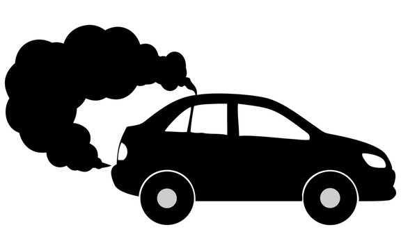 A vehicle with dirty smock full black silhouette vector illustration design