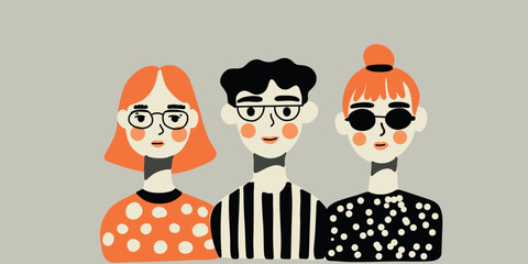 modern portrait of young people vector illustration