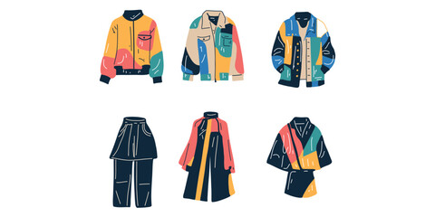 set of stylish youth streetwear vector illustration