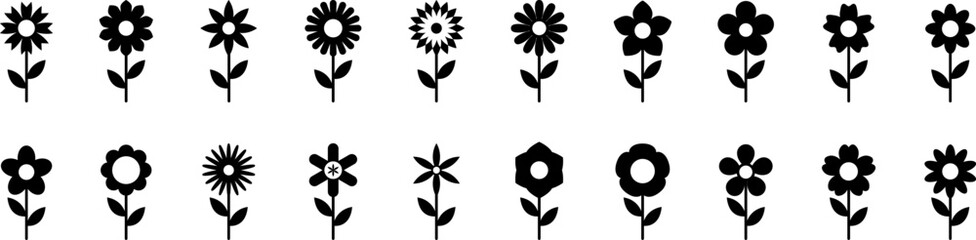 flower icon set vector illustrations